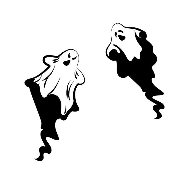 Conjunto de fantasma Dibujos animados Halloween Vector Ilustración — Archivo Imágenes Vectoriales