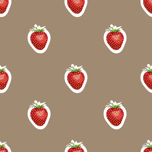 Patrón de imagen realista de deliciosas fresas maduras del mismo tamaño. Fondo marrón — Vector de stock