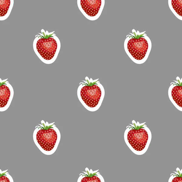 Mönster av realistisk bild av läckra mogna jordgubbar samma storlekar. Grå bakgrund — Stock vektor