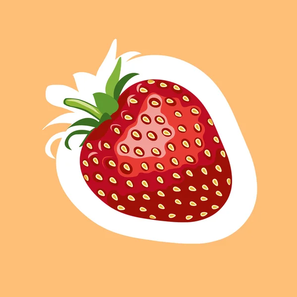 Stickers fraise. Illustration vectorielle. Fond orange — Image vectorielle