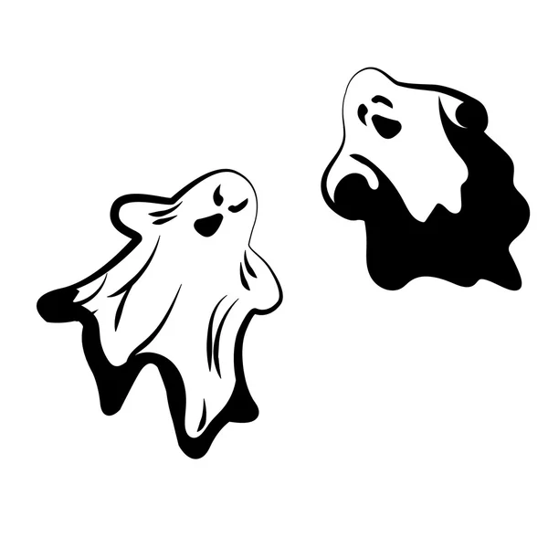 Set von Geist-Cartoon-Halloween-Vektor-Illustration — Stockvektor