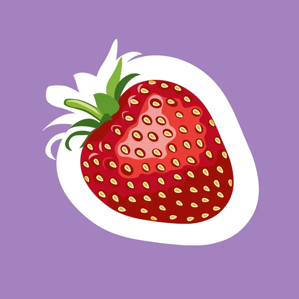 Stickers fraise. Illustration vectorielle. Fond violet — Image vectorielle