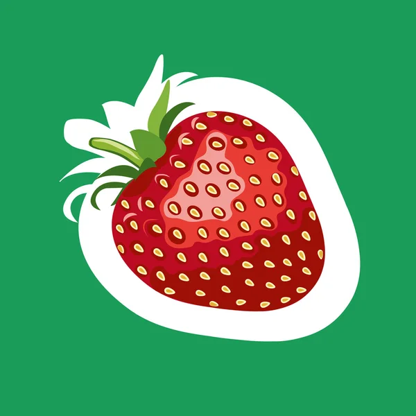 Stickers fraise. Illustration vectorielle. Fond vert — Image vectorielle