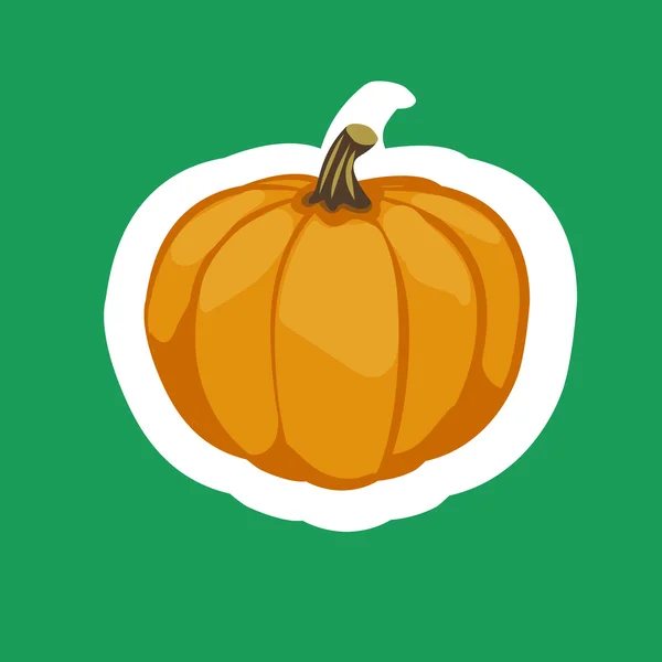 ハロウィンかぼちゃ - 緑の背景のステッカー — ストックベクタ