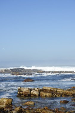 Deniz manzara mavi gökyüzü arka plan ile