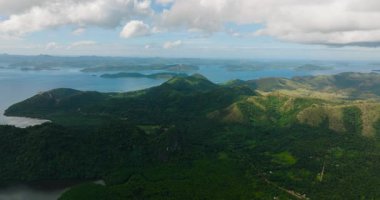 Bintuan 'da mangrov ormanları olan tropik bir ada. Coron, Palawan. Filipinler.