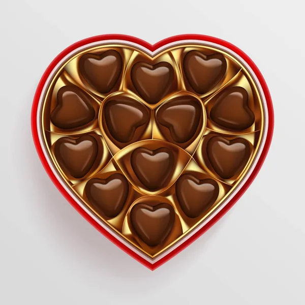 Boîte de bonbons au chocolat en forme de coeur — Image vectorielle