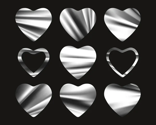 Silberfolie Herzen — Stockvektor