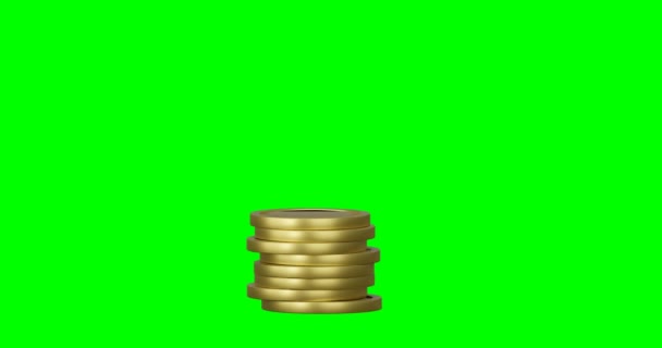 Golden money coins stacks growing — Stock Video