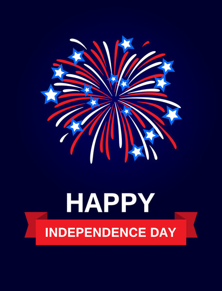 Happy Independence Day. The 4th July, United States of America. USA Fireworks.