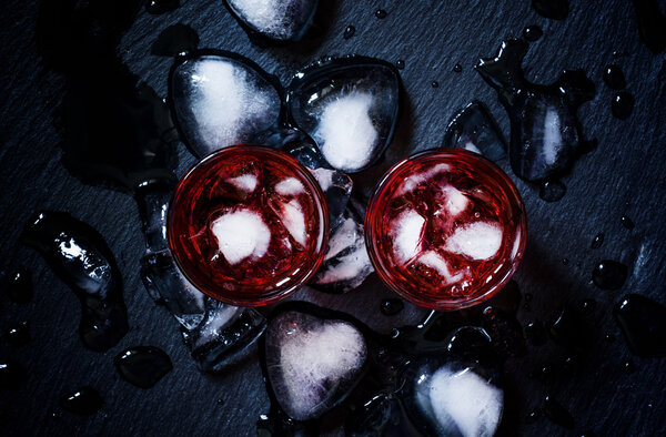 Red cocktail with crushed ice 