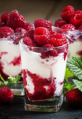 Yabani çilek ve nane ile vanilyalı dondurma