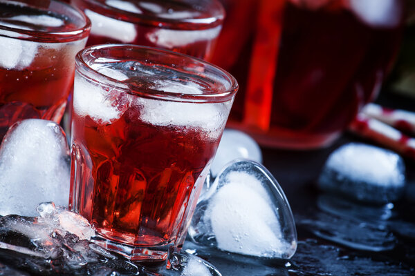 Red cocktail with crushed ice