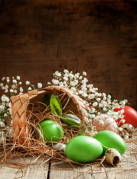 Painted green Easter eggs — ストック写真