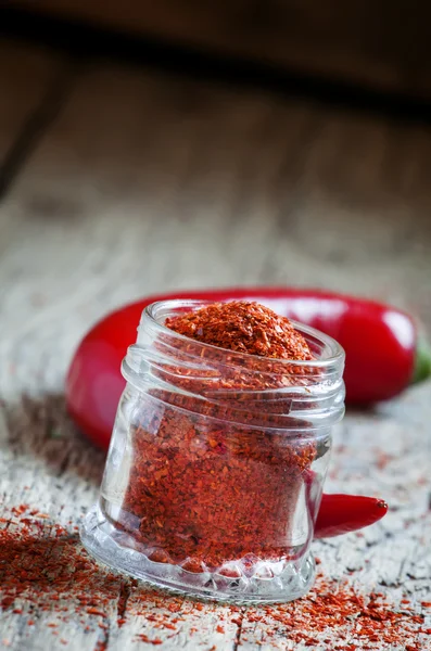 Red hot mleté chili pepper — Stock fotografie