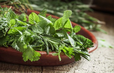 Bir kil çanağı baharatlı otlar