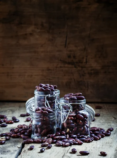 Fagioli secchi in barattoli di vetro — Foto Stock