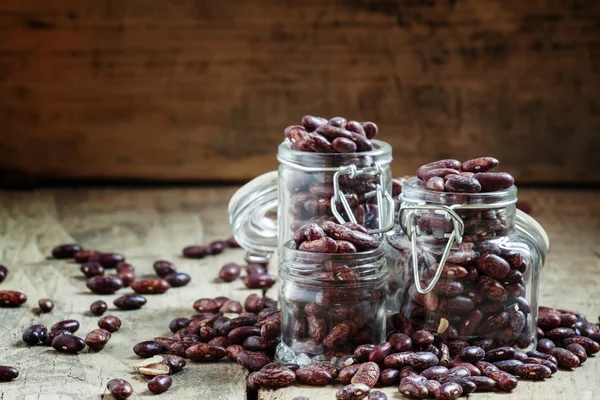 Dry beans in a glass jars — Stock Photo, Image