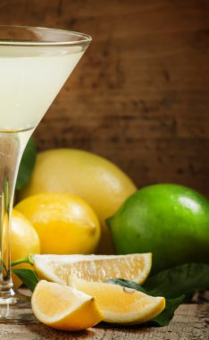 Limon, limon, soda ve bir martini cam votka kokteyl
