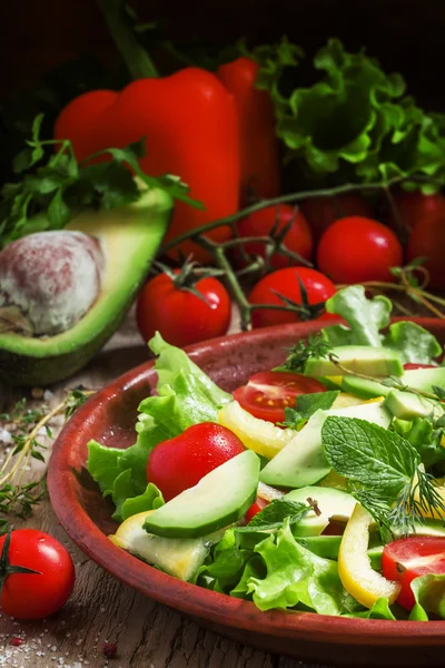 Insalata su un piatto di argilla — Foto Stock