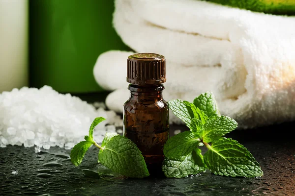 Peppermint essential oil in a Spa concept — Stock Photo, Image