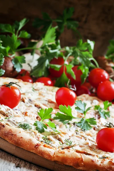 Vegetarian pizza with mushrooms — Stock Photo, Image