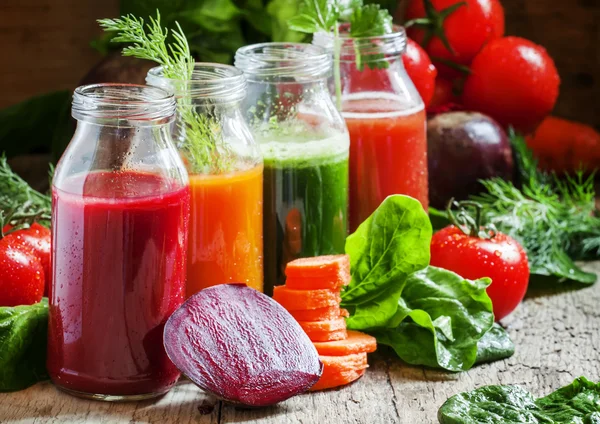 Four kind of vegetable juices — Stock Photo, Image