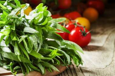 Taze yeşil tarhun, çeri domates