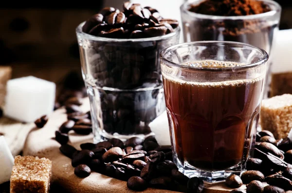 Tre typer av kaffe — Stockfoto