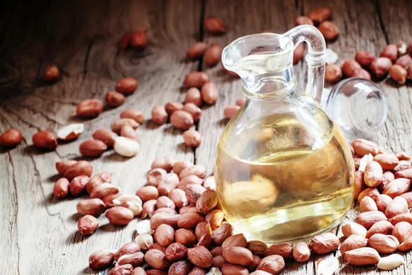 Peanut oil in a glass jar