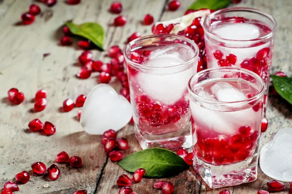 Água espumante fresca com gelo e romã — Fotografia de Stock