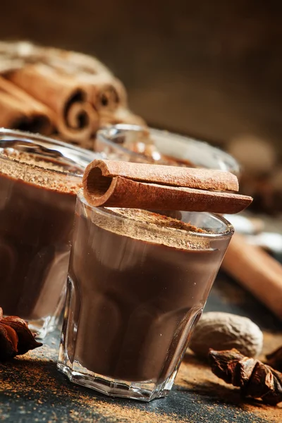 Hot liquid chocolate with warming winter spices