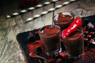 Kırmızı biber biber ile baharatlı sıcak çikolata 