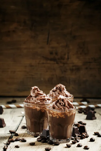 Chocolate-Coffee dessert with whipped cream — Stock Photo, Image