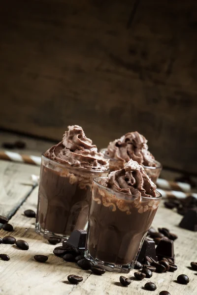 Postre Chocolate-Café con crema batida — Foto de Stock