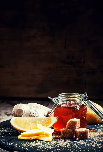 Ingredienser för ingefära te — Stockfoto