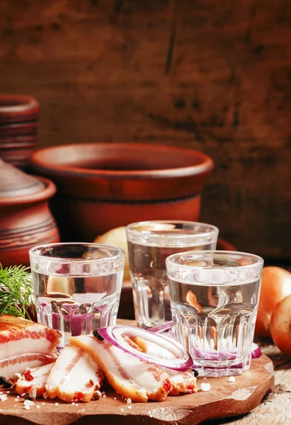 Votka baharatlı kırmızı soğan, pastırma ve biber ile — Stok fotoğraf