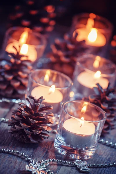 Christmas and New Year's background with candles — Stock Photo, Image