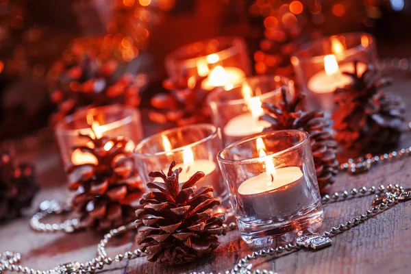 圣诞节和新年背景与蜡烛 — 图库照片