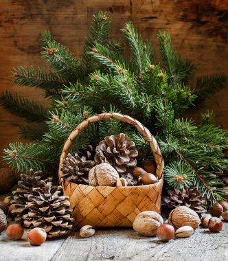 Christmas or New Year wicker basket 