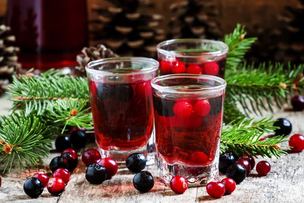 Kış içkiyle kızılcık, cowberries ve siyah chokeberries