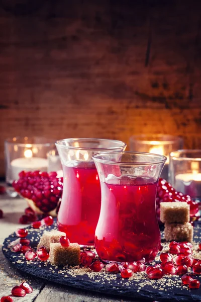 Festive red hot drink with pomegranate — Stok fotoğraf