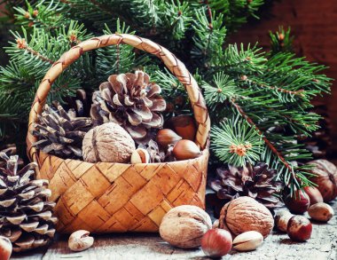 Christmas or New Year wicker basket 