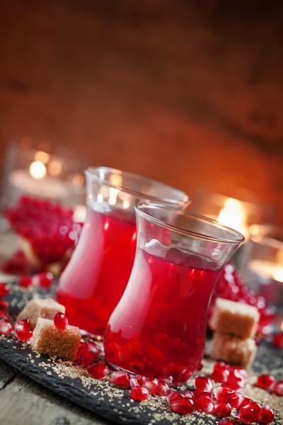 Festive red hot drink with pomegranate — Stok fotoğraf