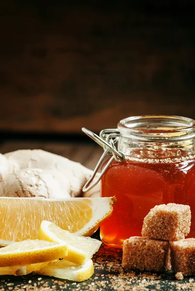 Zencefil çayı için malzemeler — Stok fotoğraf