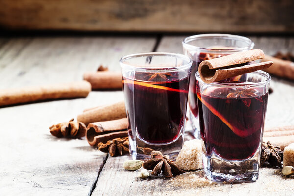 Winter hot mulled wine 