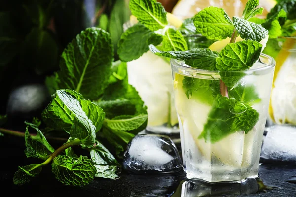 Coquetel alcoólico com vodka e chá de hortelã gelada — Fotografia de Stock