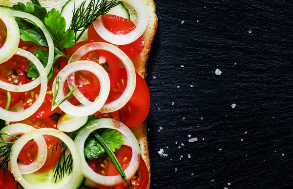 Vegan sandwich with cherry tomatoes — Stock Photo, Image