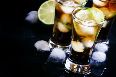 Alcoholic cocktail spiced rum with cola