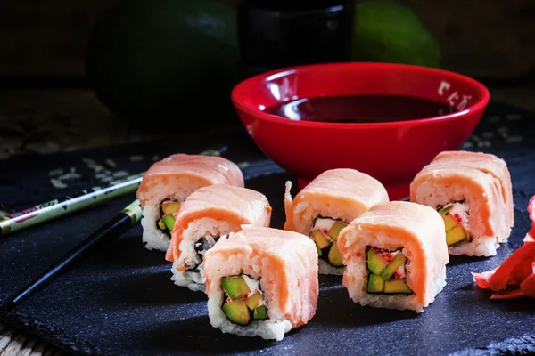 California rolls with salmon — 스톡 사진